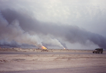 Burning oil wells in Kuwait